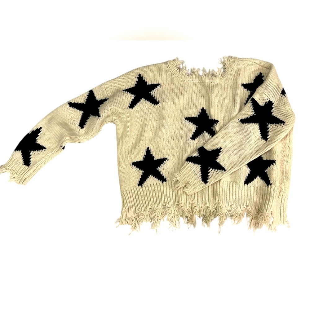 New distressed sweater